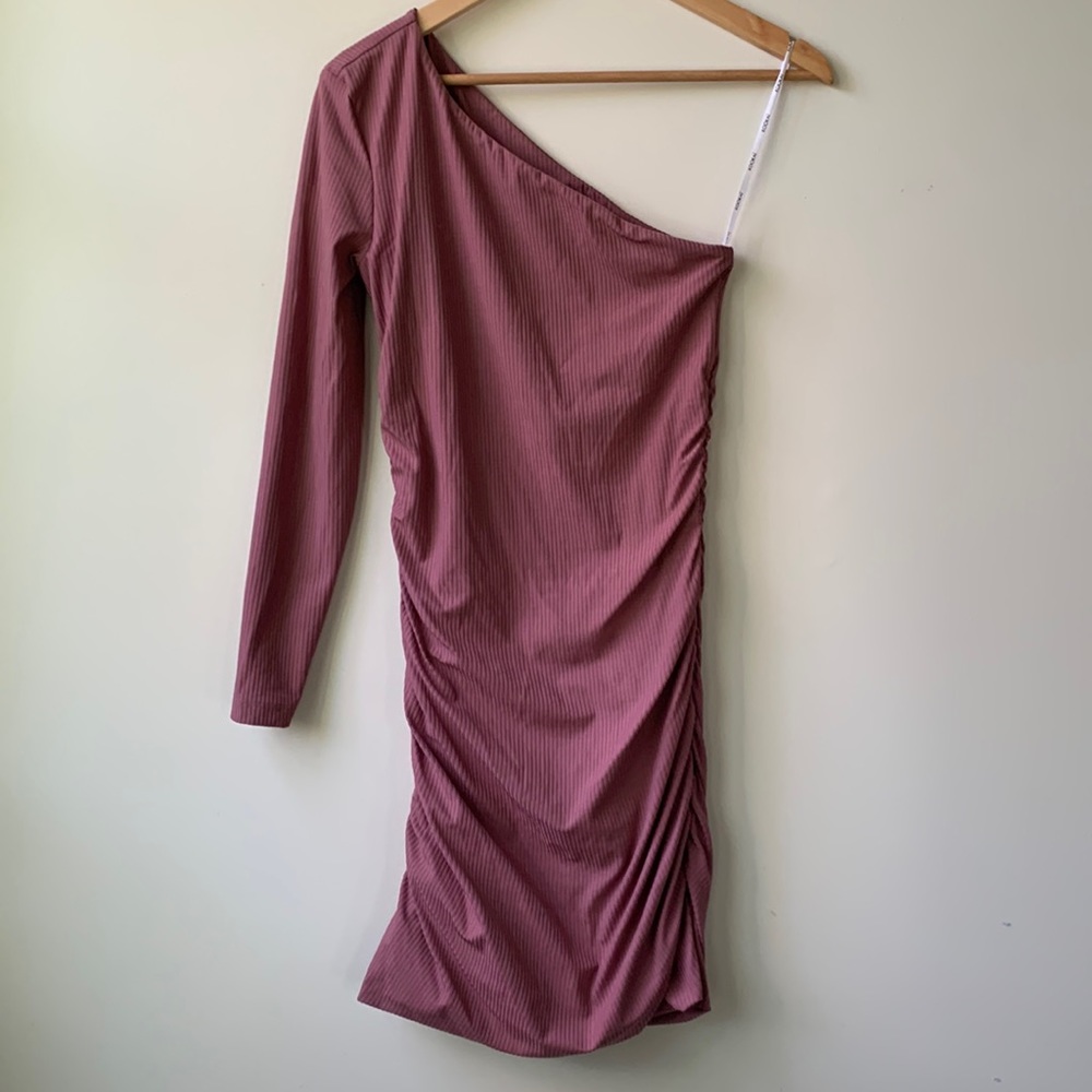 Kookai sz1(38) one sleeve pink ruched body con dress - Picture 1 of 5